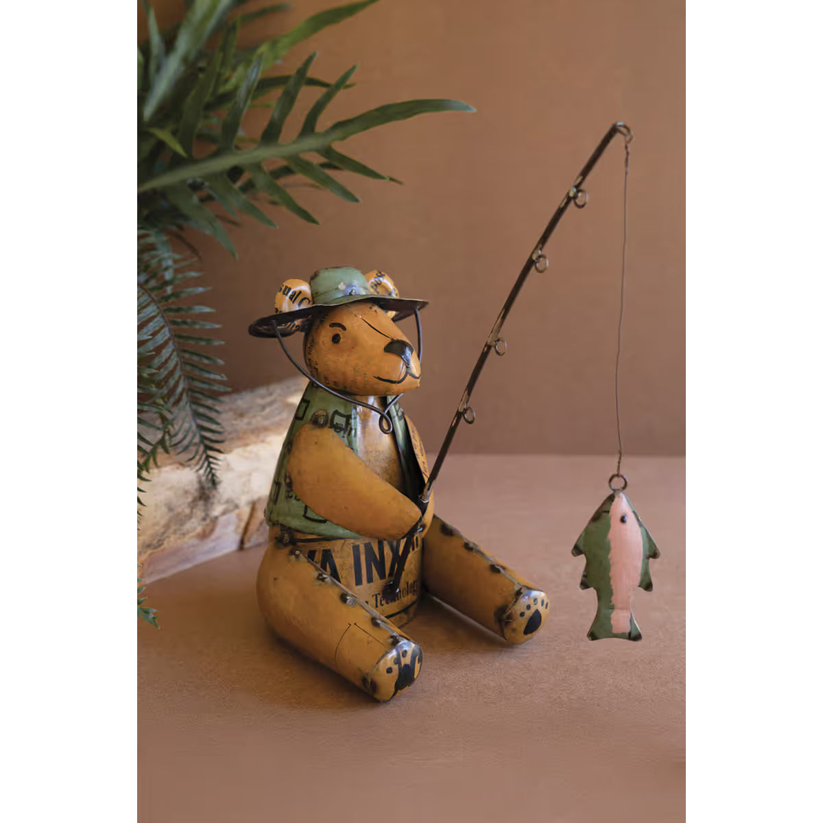 Recycled Iron Brown Bear Fishing