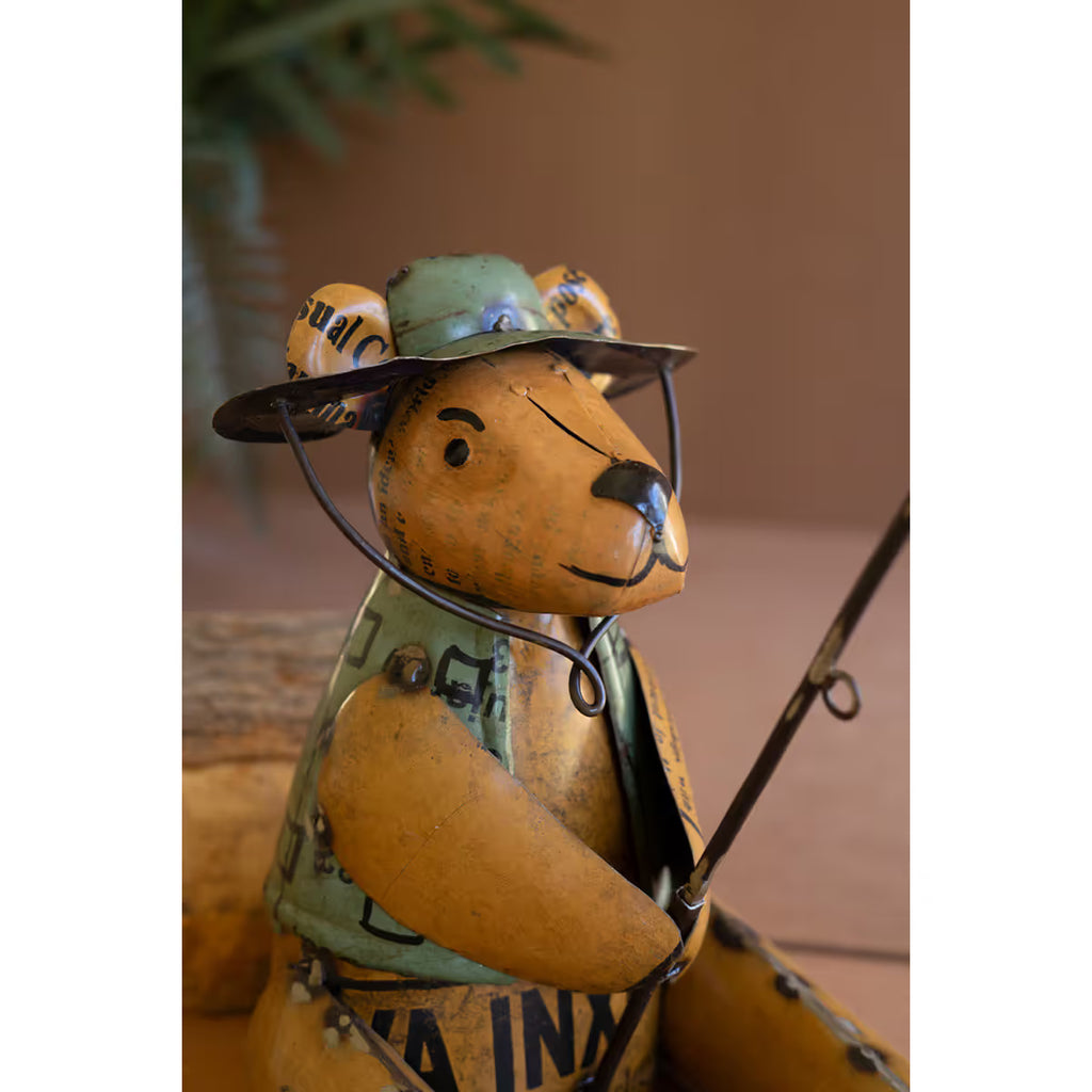 Recycled Iron Brown Bear Fishing