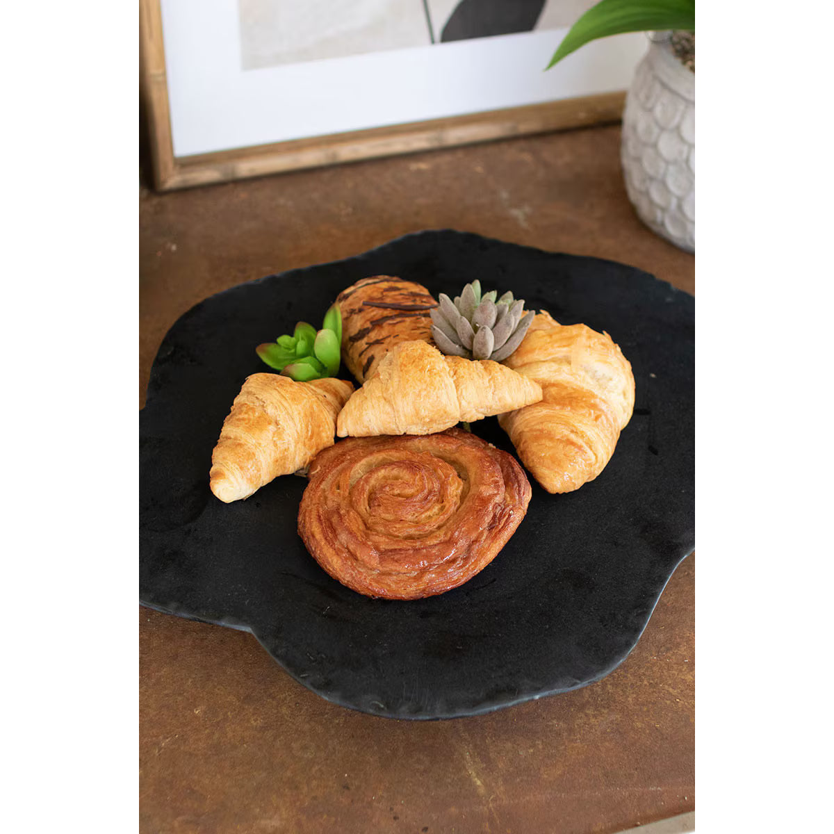 Black Limestone with Rustic Edge Lazy Susan