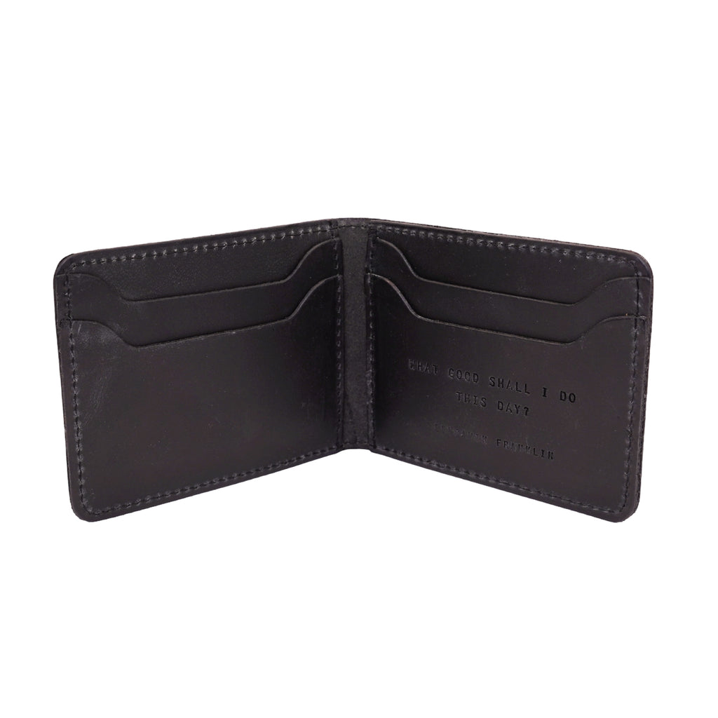 Black Distressed Leather Bi-fold Wallet | What Good Shall I do?