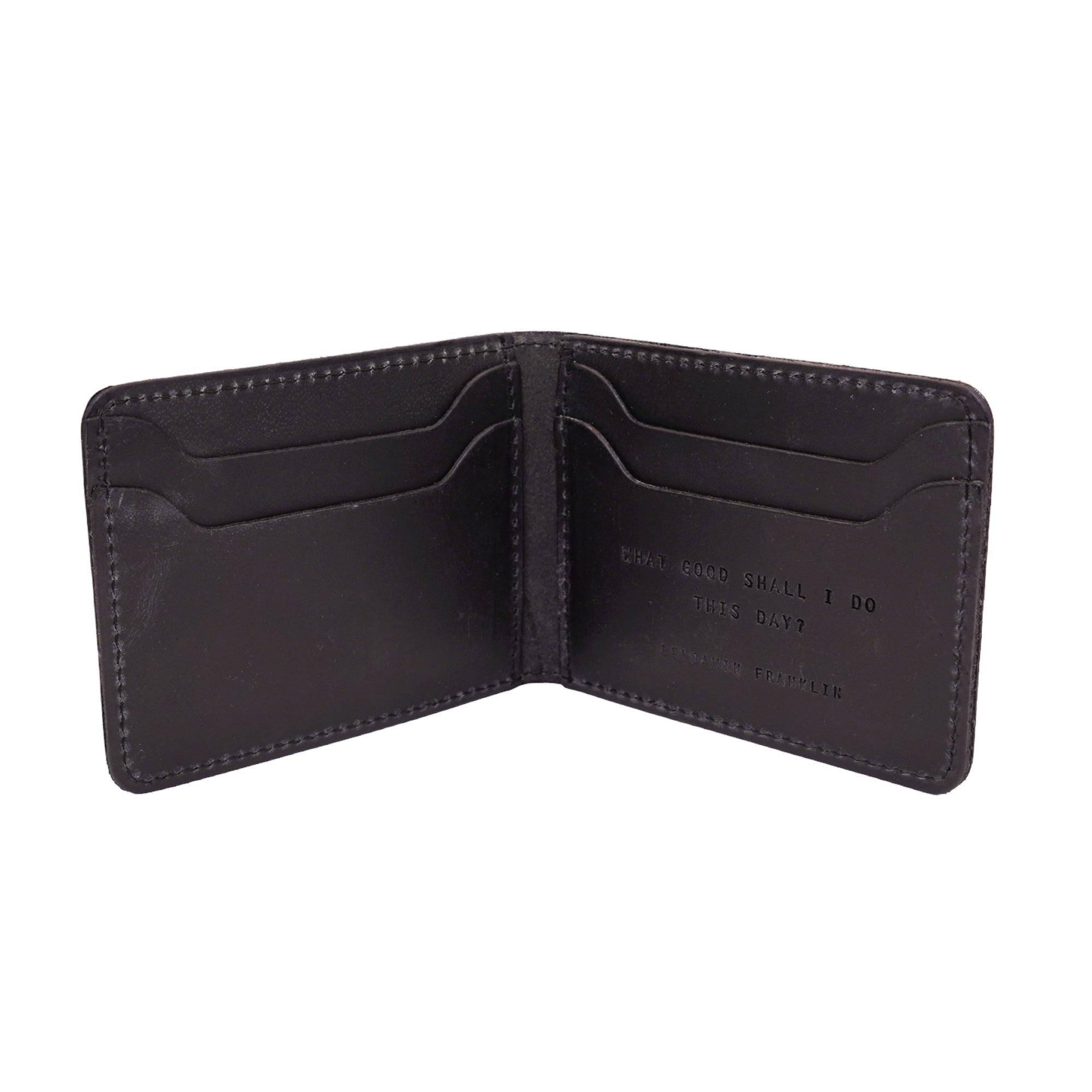 Black Distressed Leather Bi-fold Wallet | What Good Shall I do?