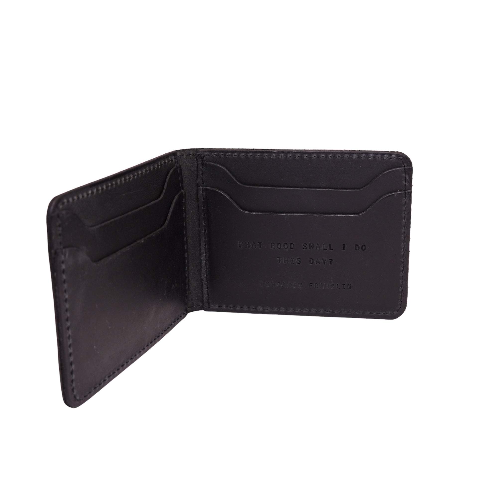 Black Distressed Leather Bi-fold Wallet | What Good Shall I do?
