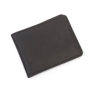 Black Distressed Leather Bi-fold Wallet