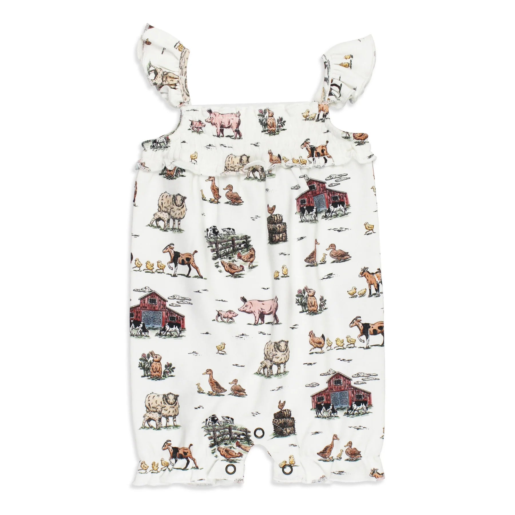 LIMITED EDITION Organic Smocked Bubble Romper | Farm Friends