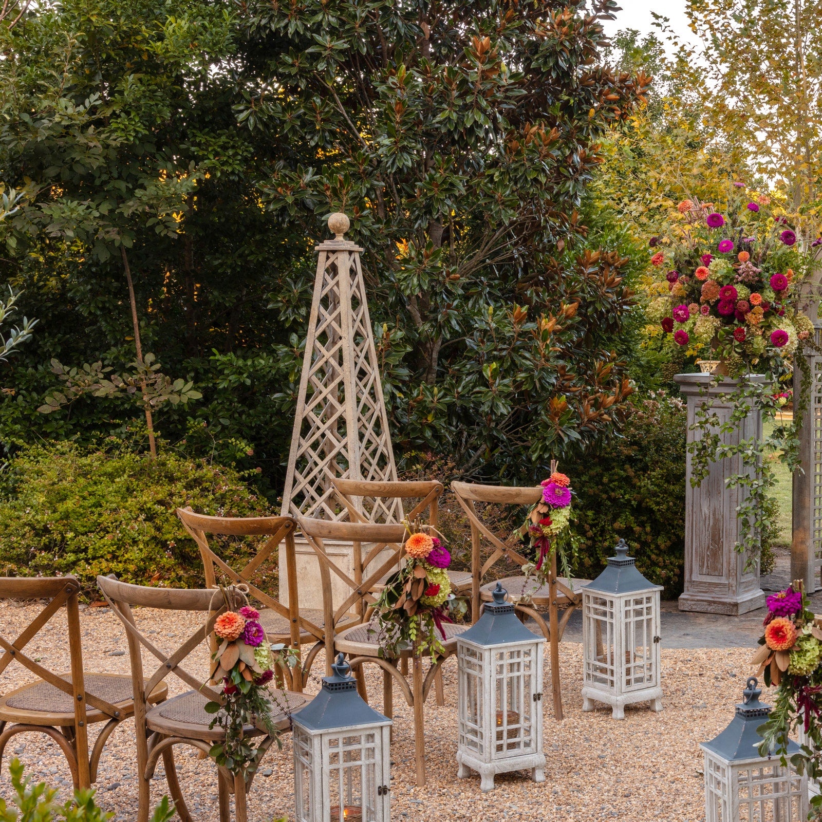 Aged Metal Trellis Planter