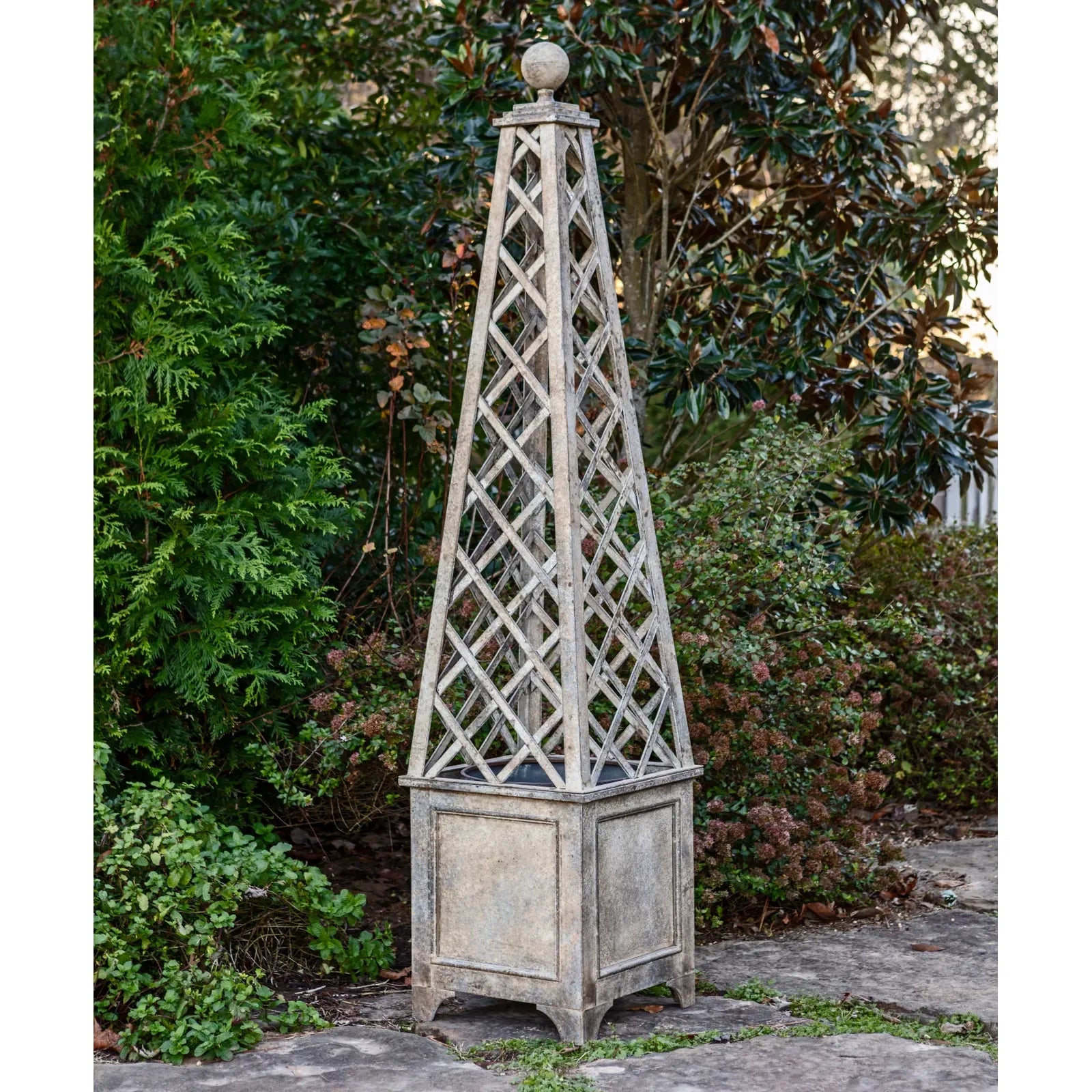 Aged Metal Trellis Planter