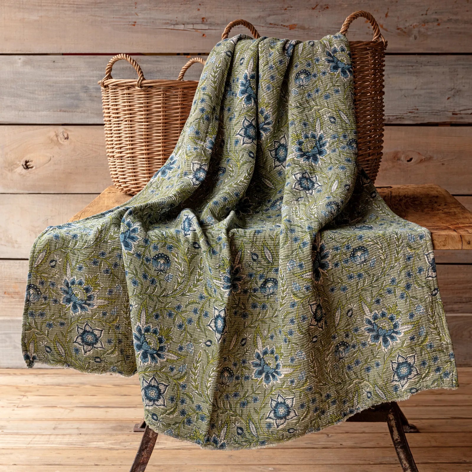 Botanical Print Cotton Throw