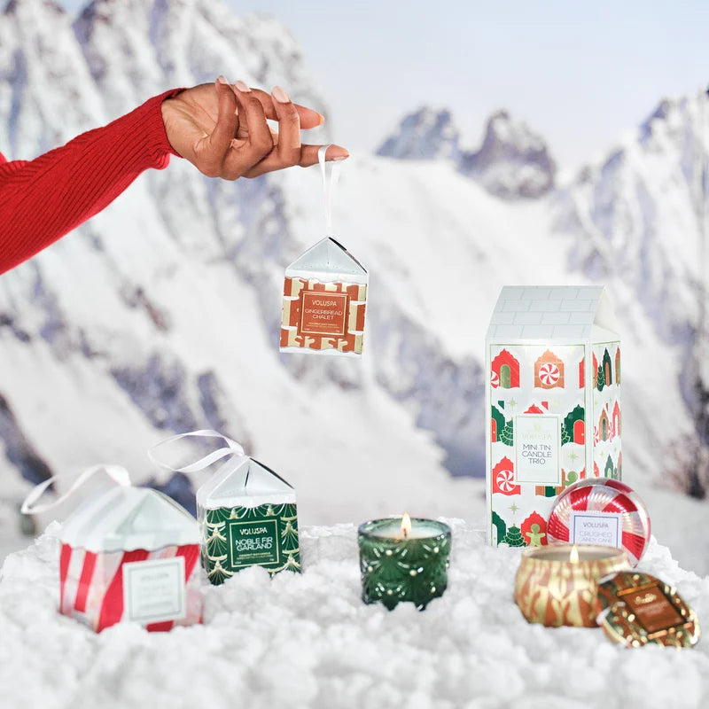 Voluspa Boxed Pedestal Ornament Candle | Crushed Candy Cane