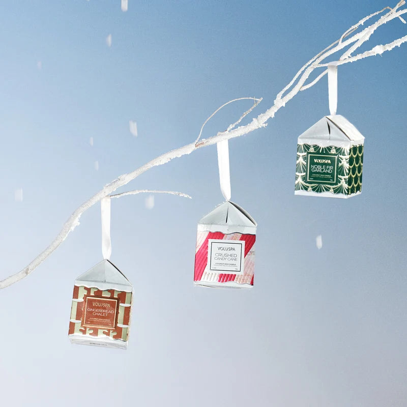 Voluspa Boxed Pedestal Ornament Candle | Crushed Candy Cane