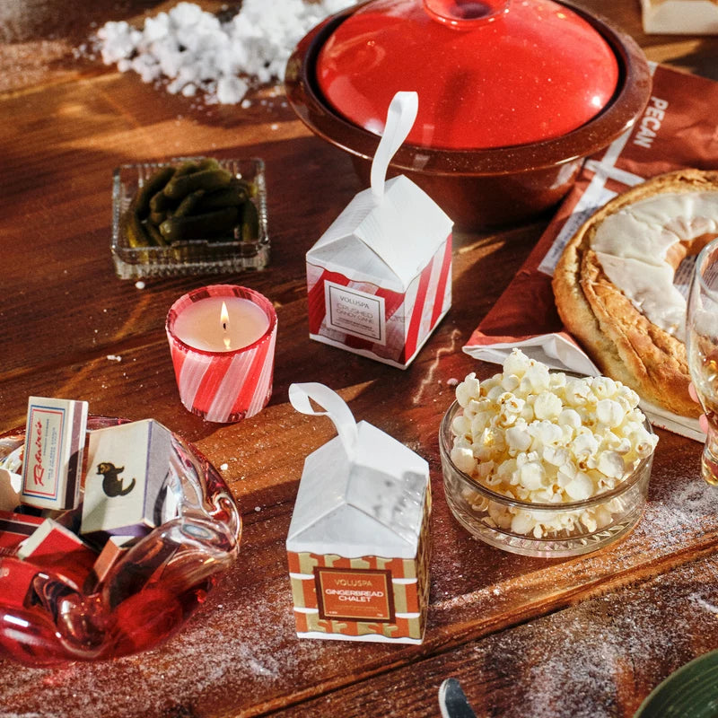 Voluspa Boxed Pedestal Ornament Candle | Crushed Candy Cane
