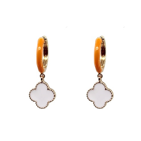 Win Huggie Earrings | White + Orange