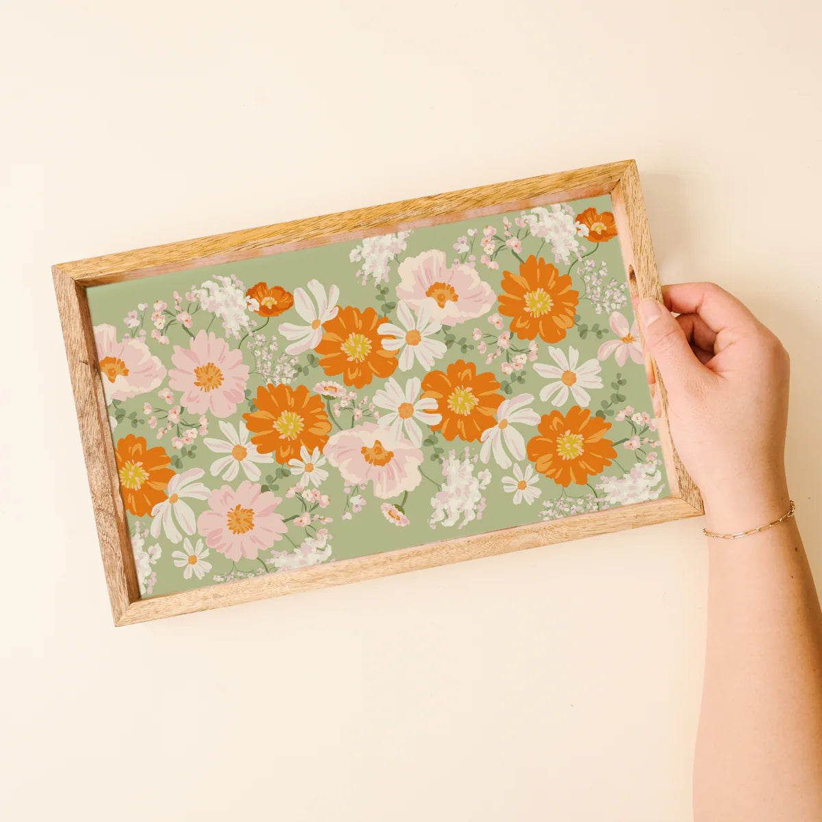 Rectangle Wood Enamel Tray