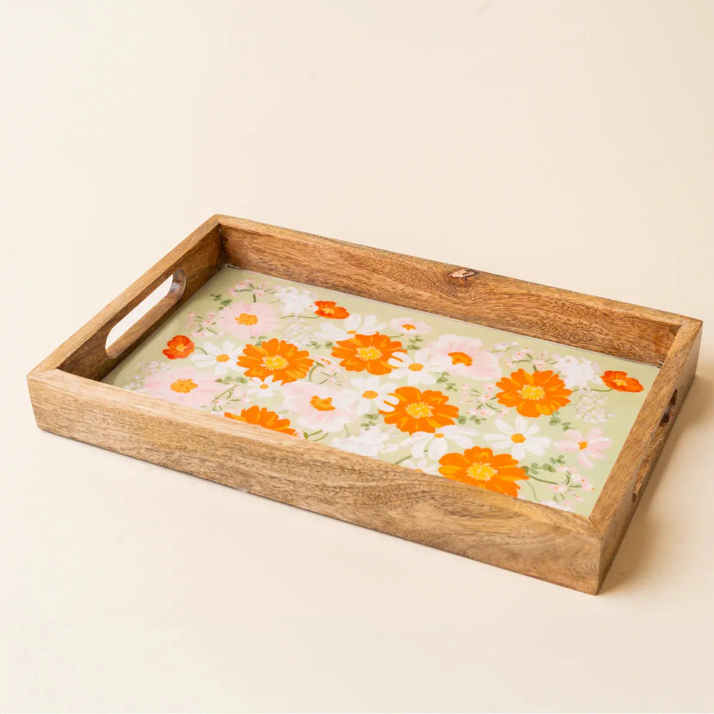 Rectangle Wood Enamel Tray