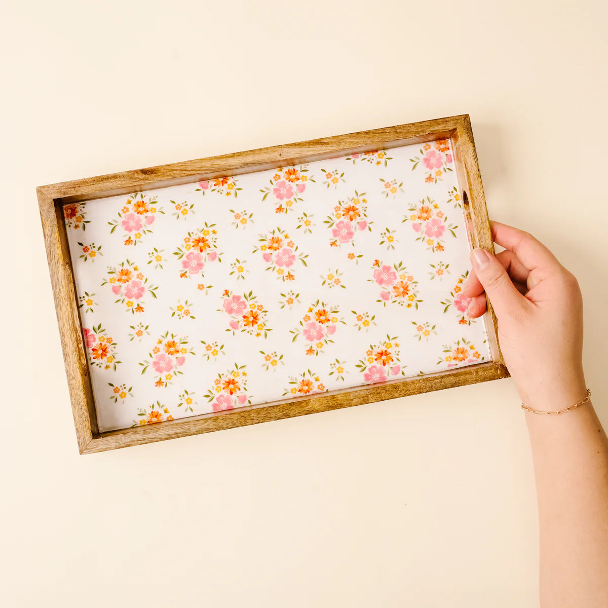 Rectangle Wood Enamel Tray