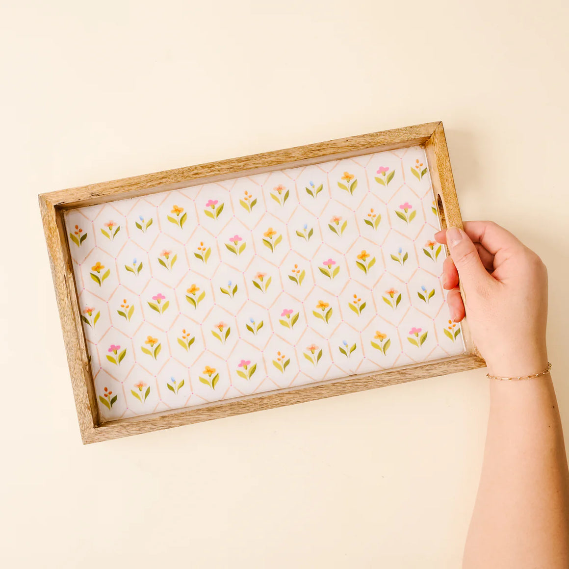 Rectangle Wood Enamel Tray