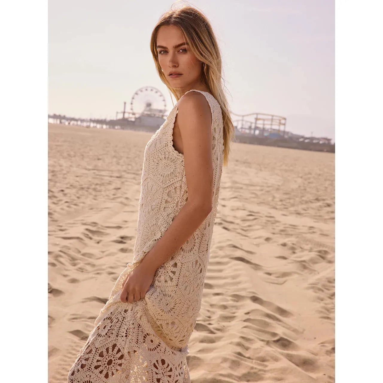 Cotton Crochet Sleeveless Maxi Dress