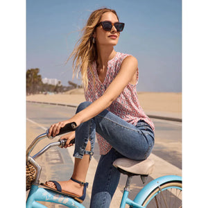 Slim Cropped Jeans w/Side Mini Tabs | Medium Blue
