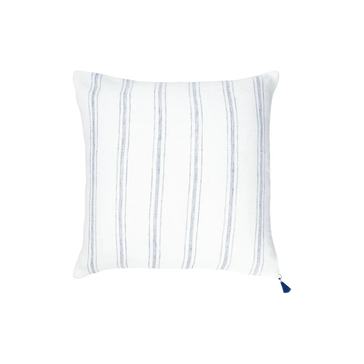 White w/Blue Stripes Linen Pillow