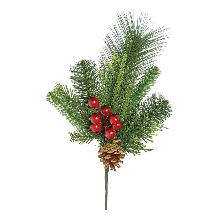Mixed Pine, Berry & Pinecone Pick