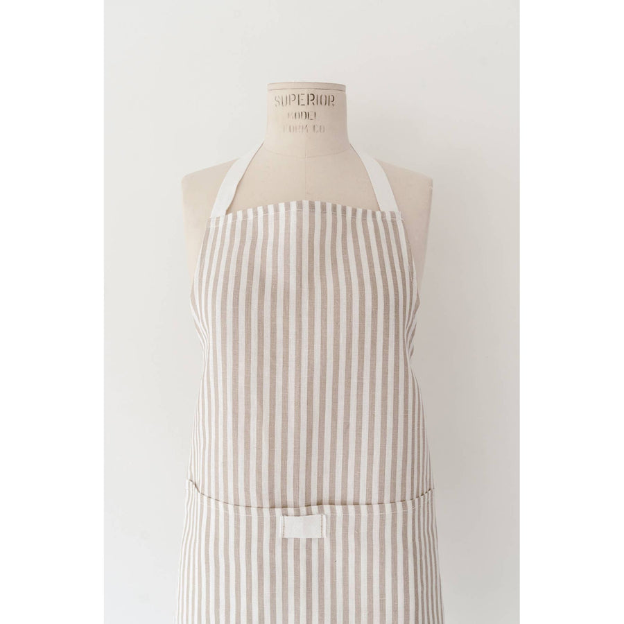 Keepsake Jar Linen Adult Bistro Apron in Oatmeal Stripe