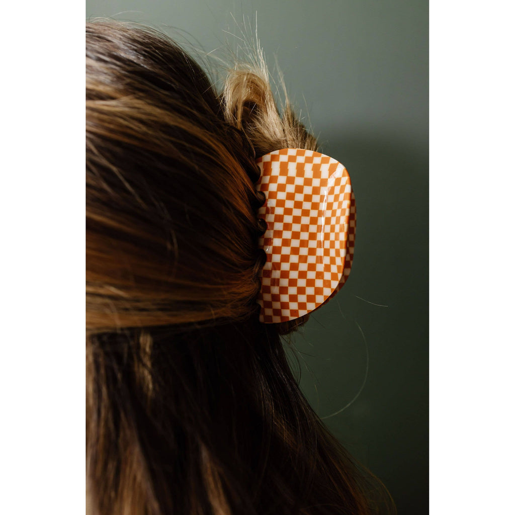 Claw Clip | Orange Checkered