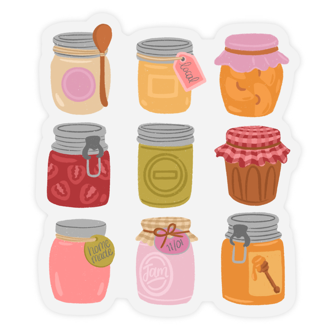 Cottage Core Jam Jars Sticker