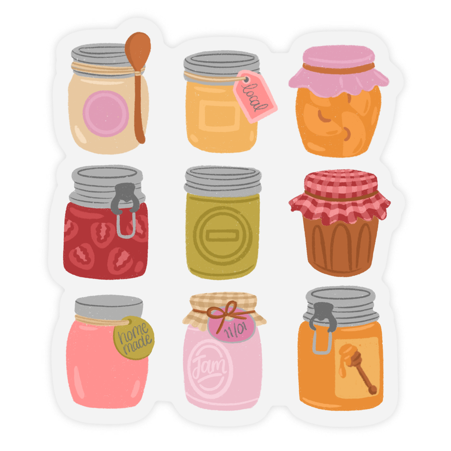 Cottage Core Jam Jars Sticker