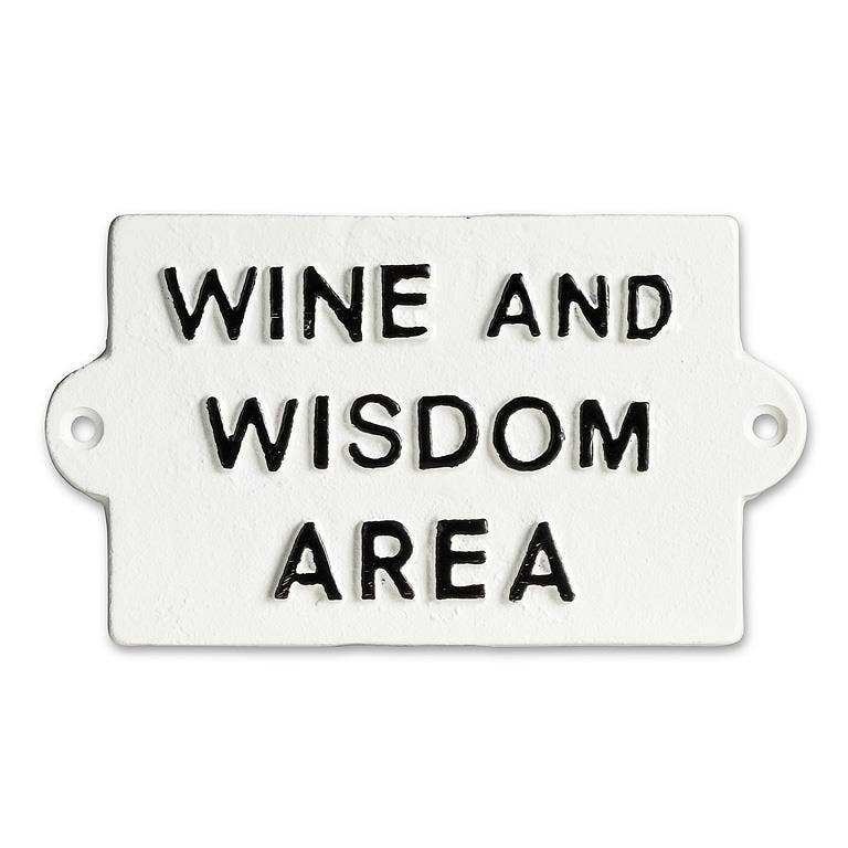 Cast Iron Sign | Antique White Wine & Wisdom Sign
