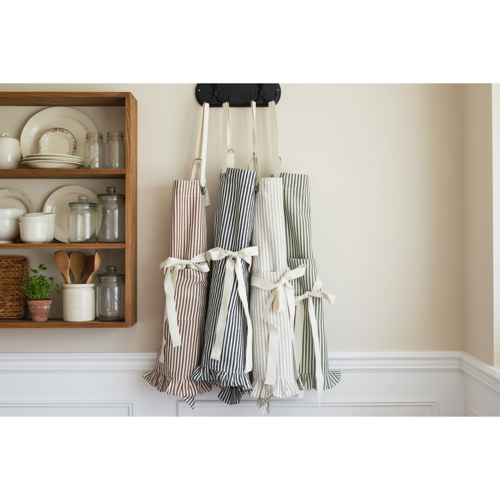 Ruffle Pin Stripe Apron