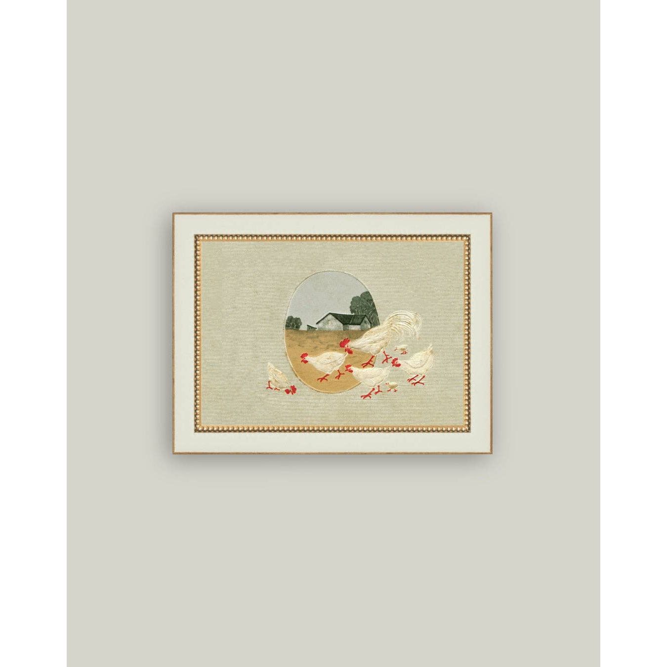 Framed Antique Art | Spring Chickens -6x4