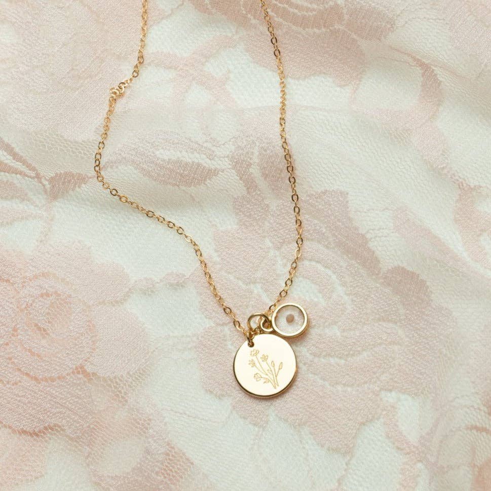 Wildflower Necklace w/Mustard Seed | Gold