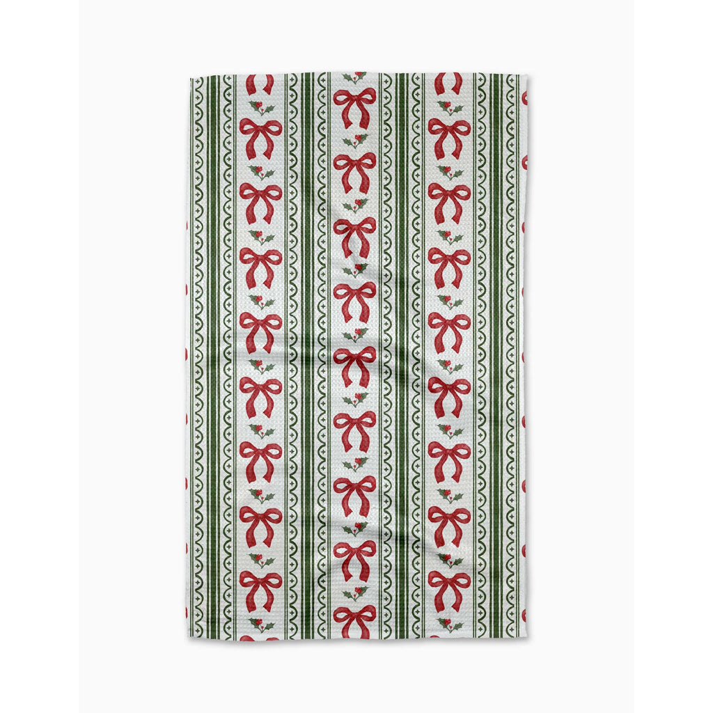 Geometry Tea Towel | Christmas Bow Stripe