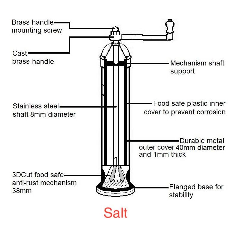 The Original 'Brass Mill' | 8" Salt Grinder