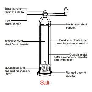 The Original 'Brass Mill' | 8" Salt Grinder
