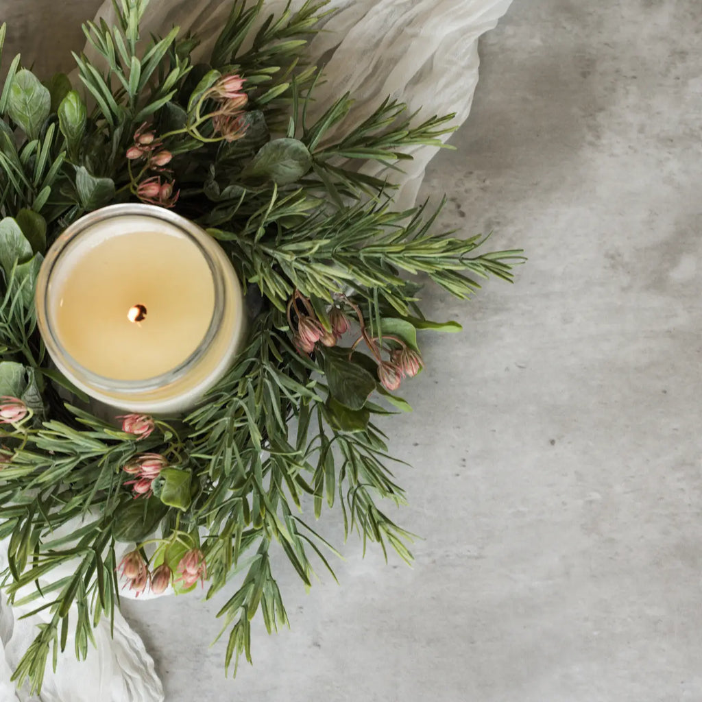 Rosemary w/Pink Berry Candle Ring