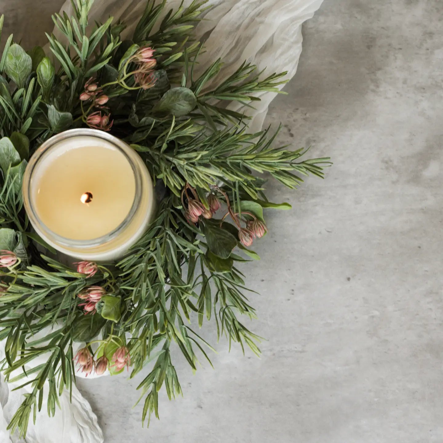 Rosemary w/Pink Berry Candle Ring
