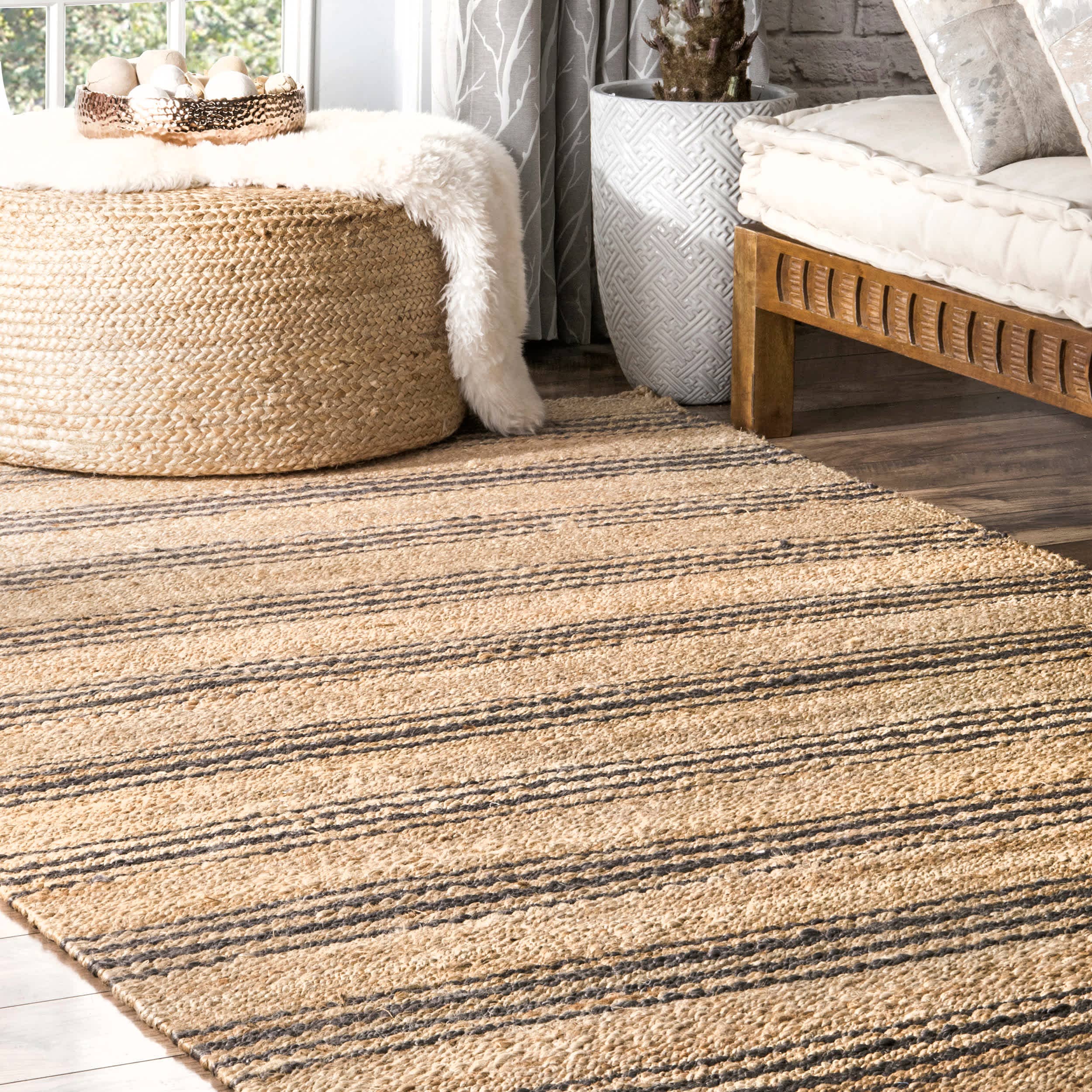 Hand Loomed Sandy Jute Area Rug