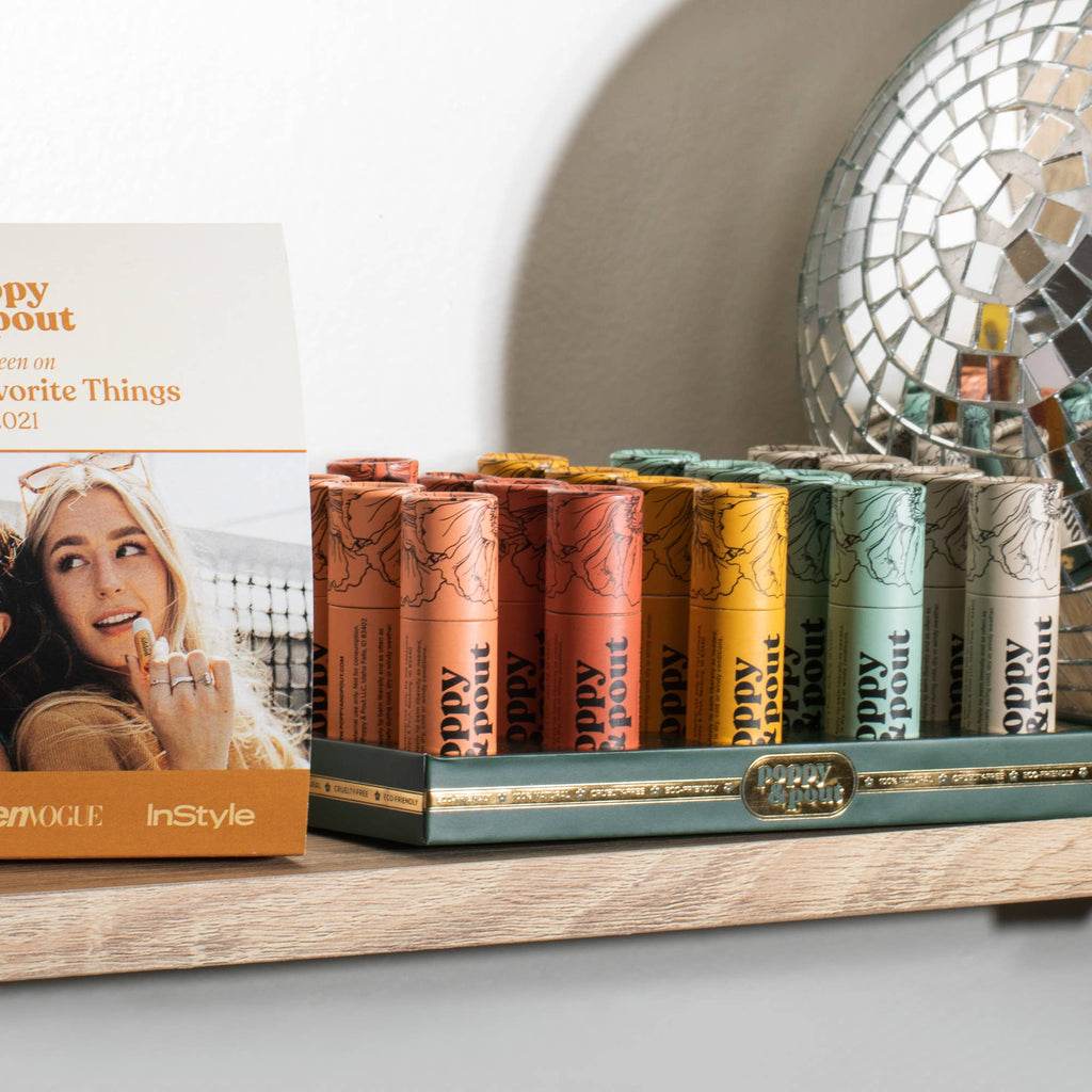 Poppy & Pout Product Display | 20 Lip Balm Tray - Green