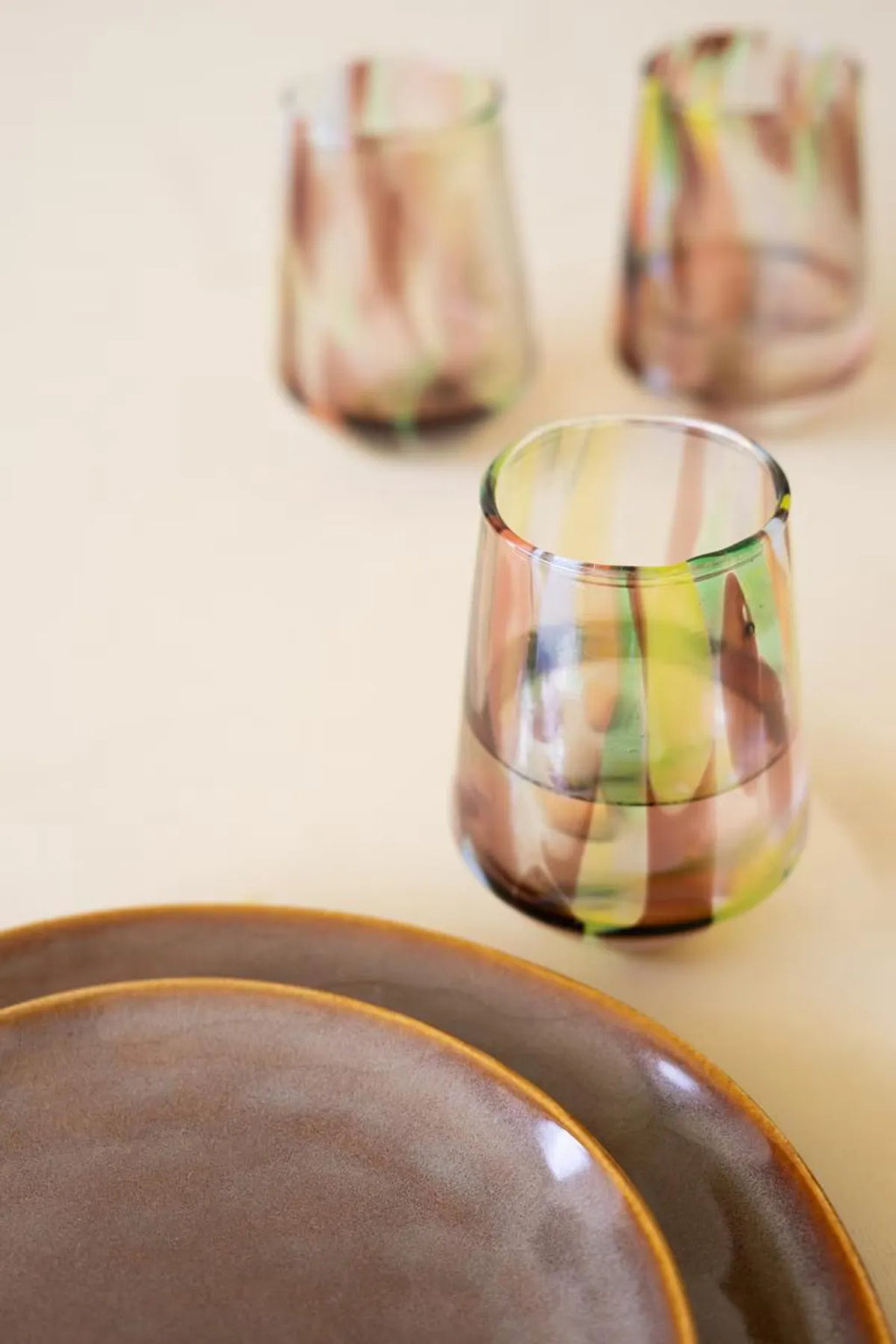 Tapered Multi-Color Glass Tumbler