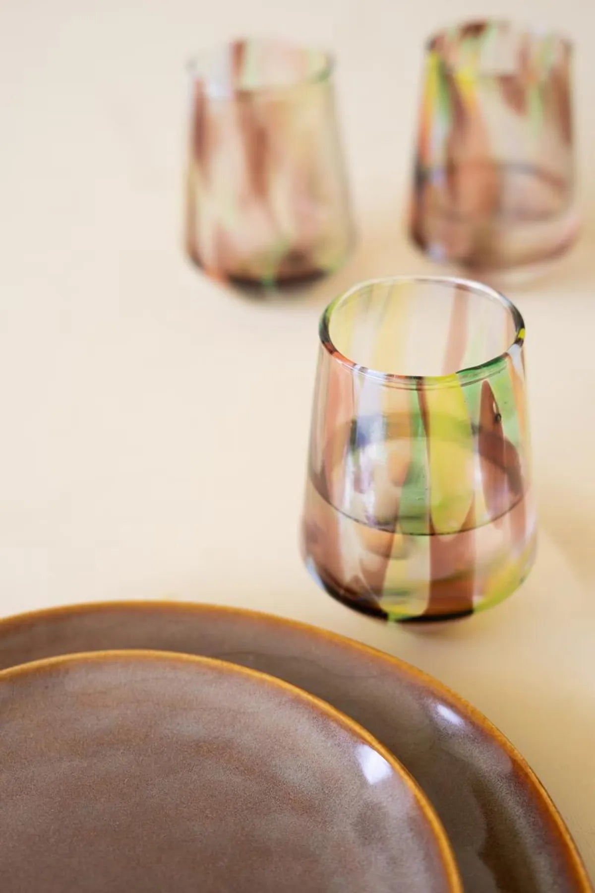 Tapered Multi-Color Glass Tumbler
