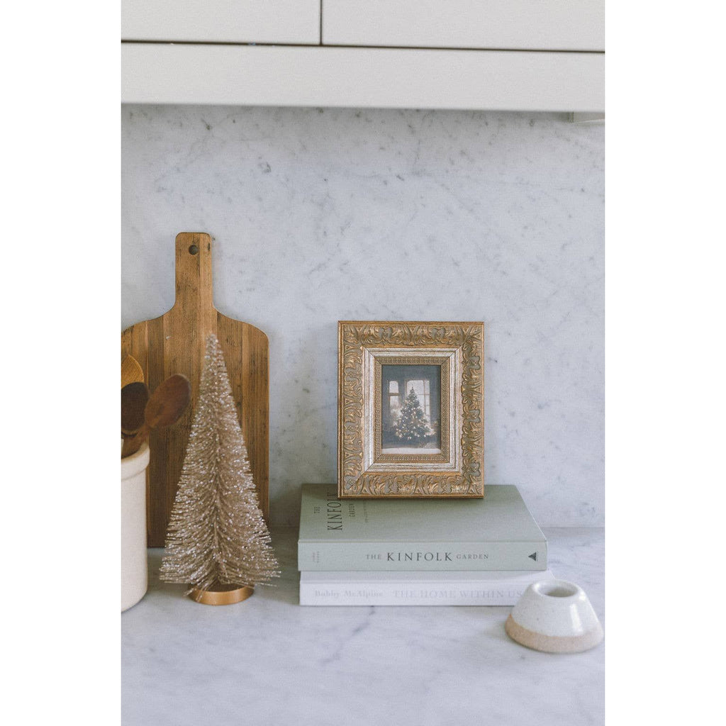 Glowing Christmas Tree Framed Antique Art | 7 x 9