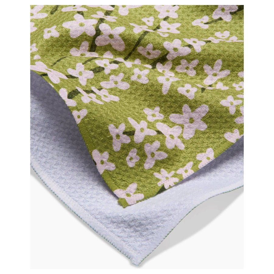 Geometry - Spring Green Forsythia Tea Towel