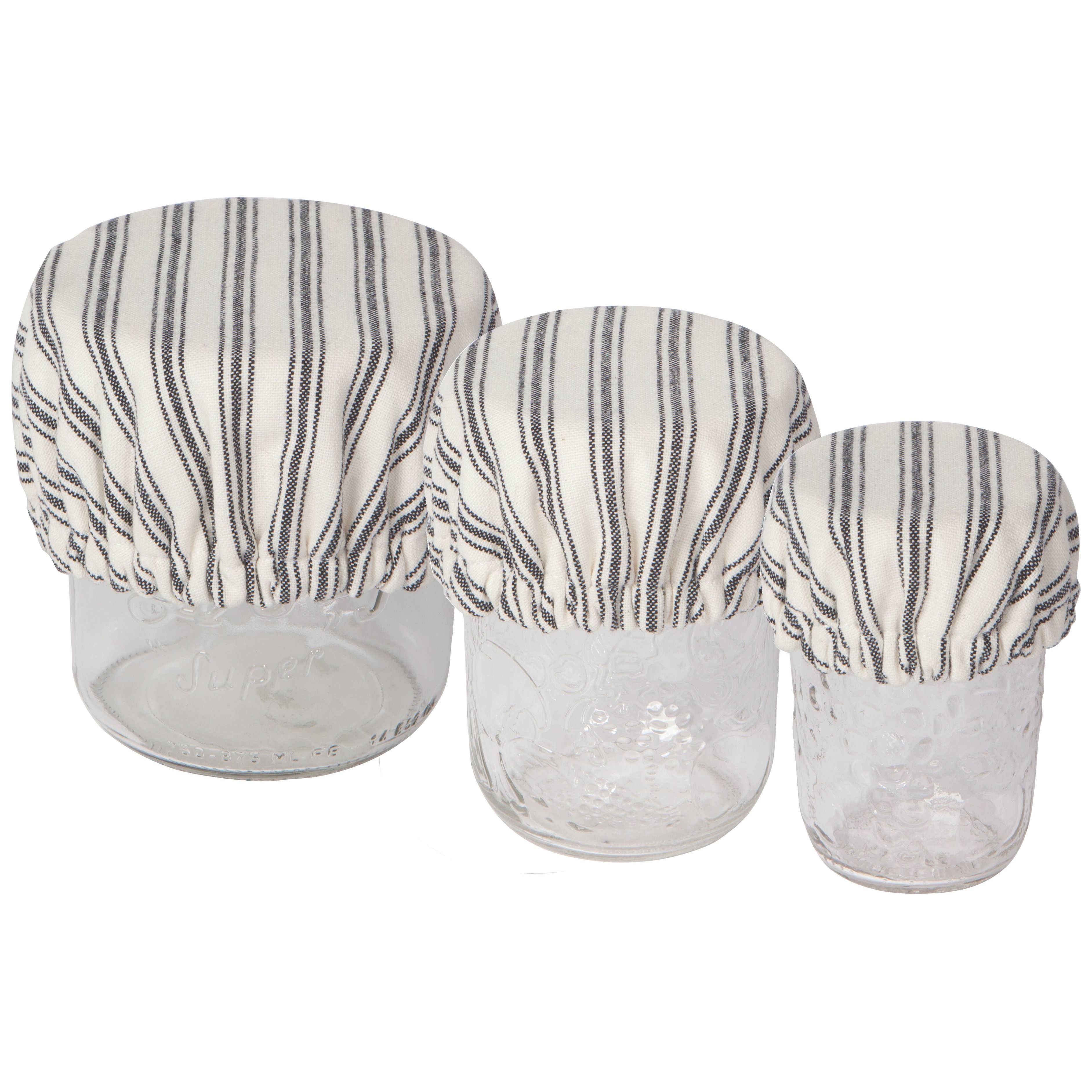 S/3 Ticking Stripe Reusable Bowl Covers