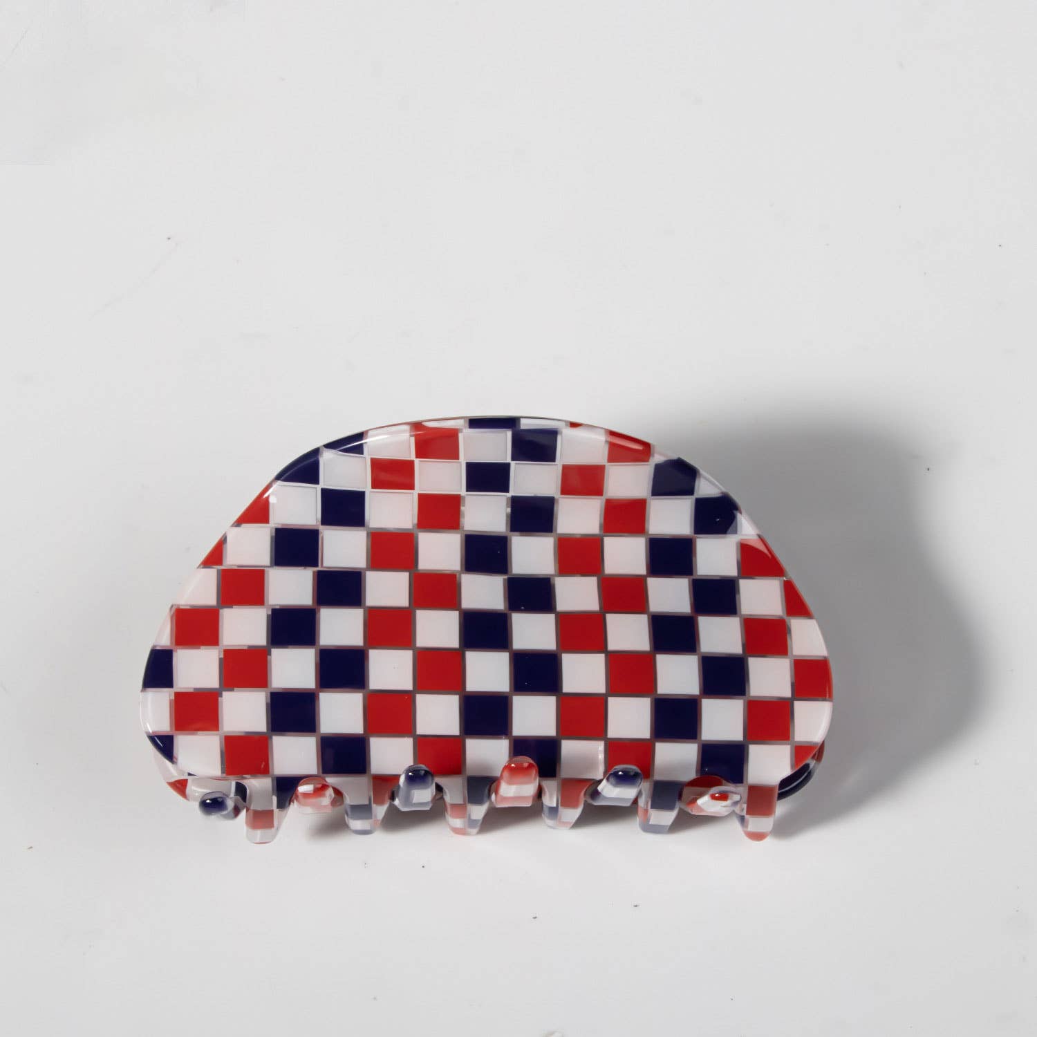 ACCITY - Checkerboard Acrylic Hair Claw Clip Half Round _CWAHA0326: Orange / (OS) 3