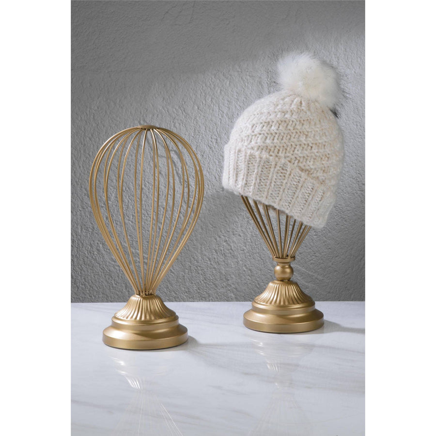 S/2 Balloon Wire Hat Stands | Gold