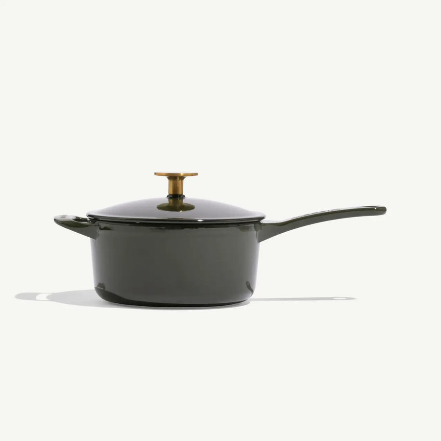 Enameled Cast Iron Saucepan | Willow Green 2 Qt