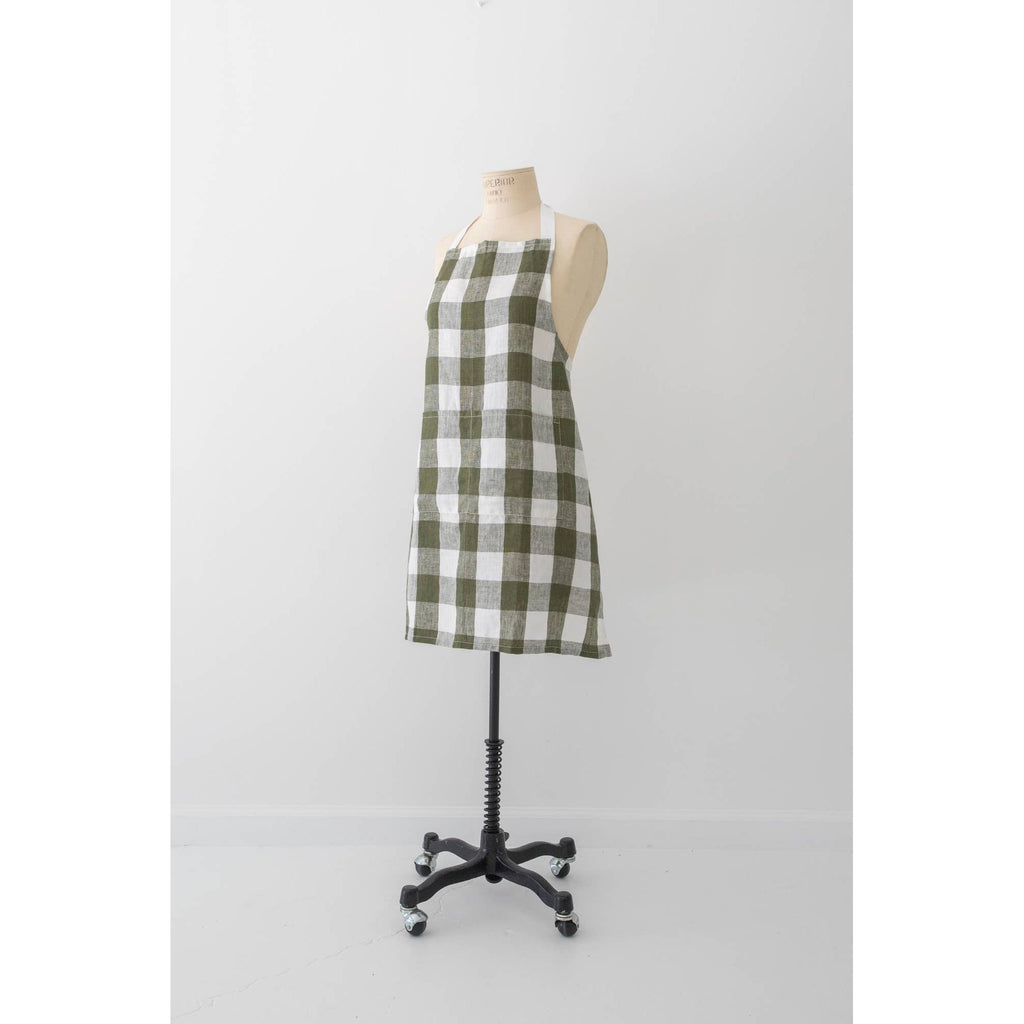 Keepsake Linen Adult Bistro Apron | Olive Gingham