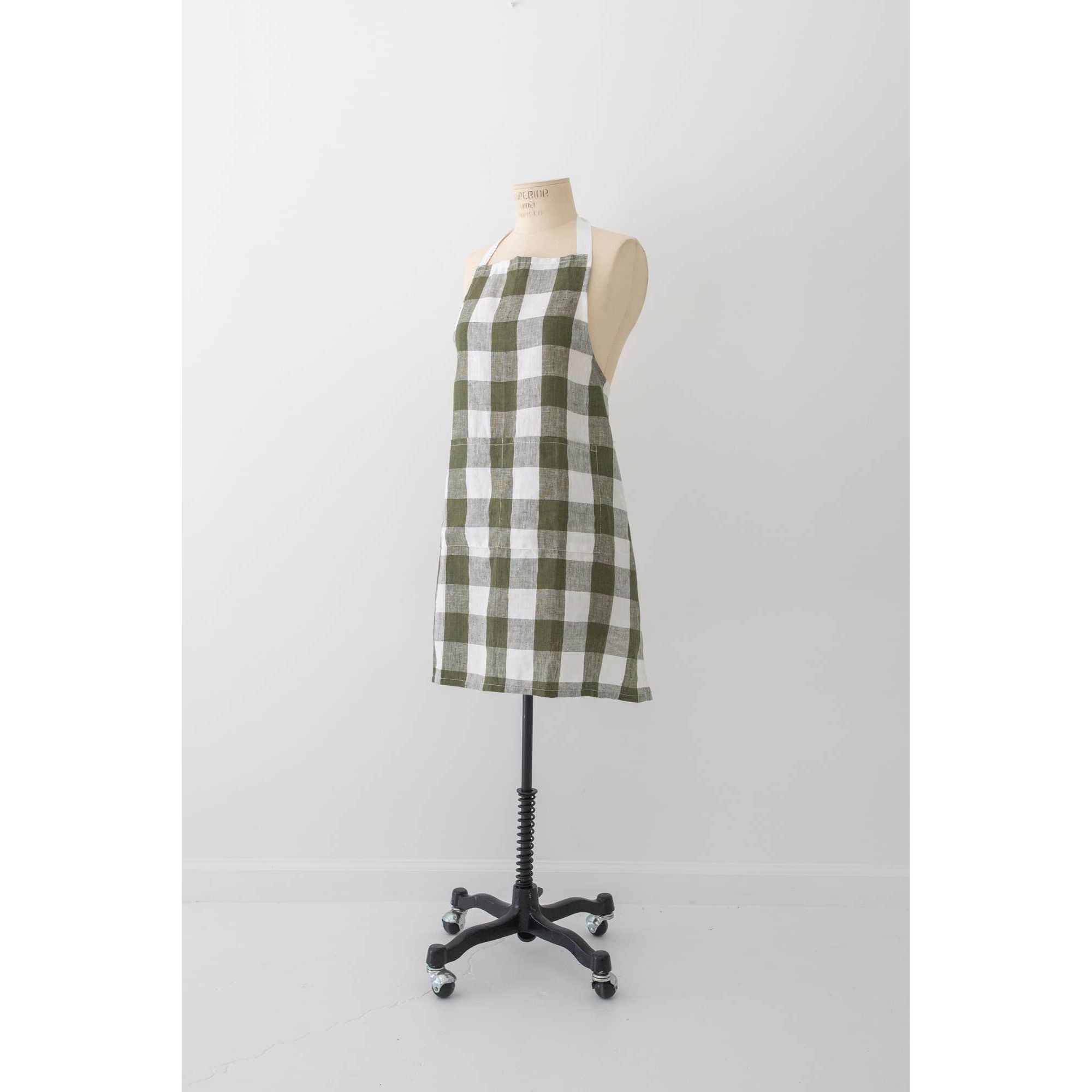 Keepsake Linen Adult Bistro Apron | Olive Gingham