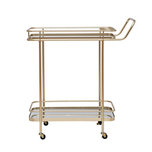 Mirrored Bar Cart on Casters  Gold Finish