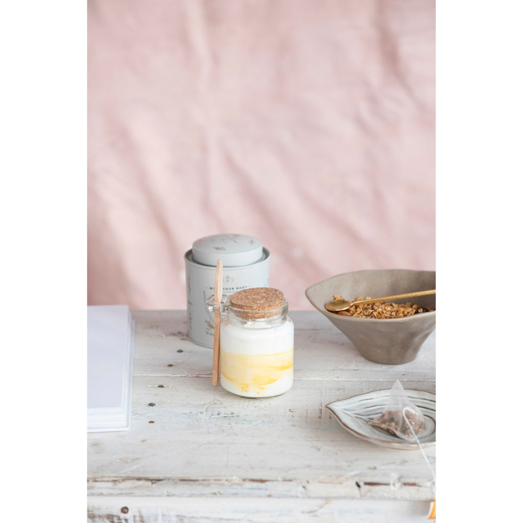 Glass Jar w/Cork Lid & Wood Spoon